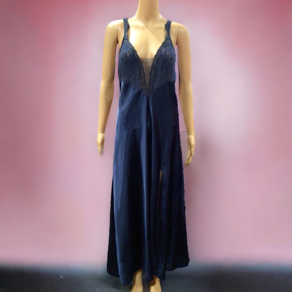 Vintage Victoria’s Secret Nightgown Satin Bias Lacy Gold Label M TALL